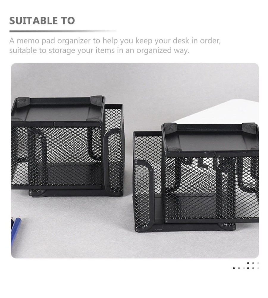 2Pcs Note Papers Box Note Pads Container Desktop Notepad Holder Memo Bag Black