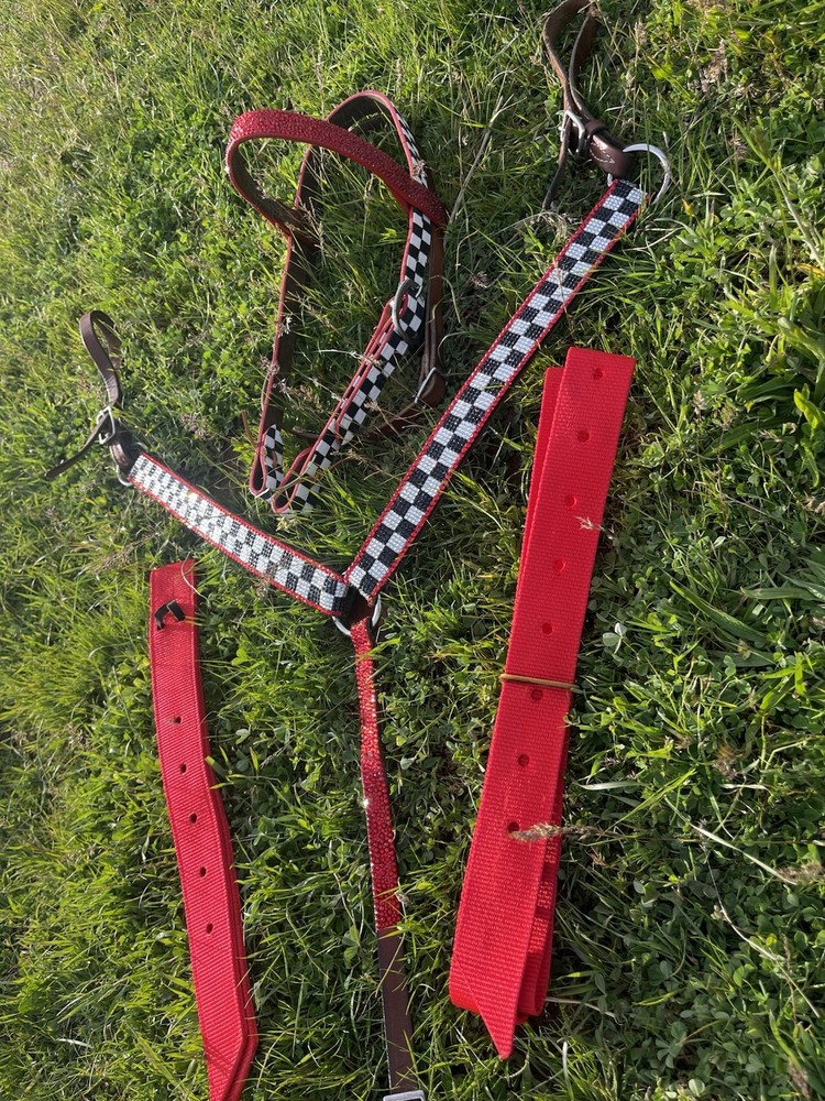 Custom red & checkered tack set