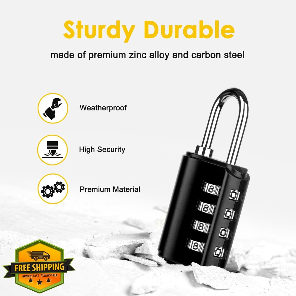 Outdoor Combination Lock Set, 4-Digit Waterproof Padlock, 2 Pack