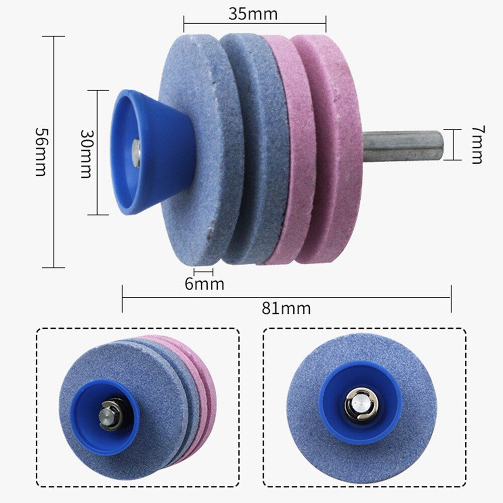 Double Layer Lawnmower Blade Power Rig Grinder Wheel Grindstone Knife Sharpener