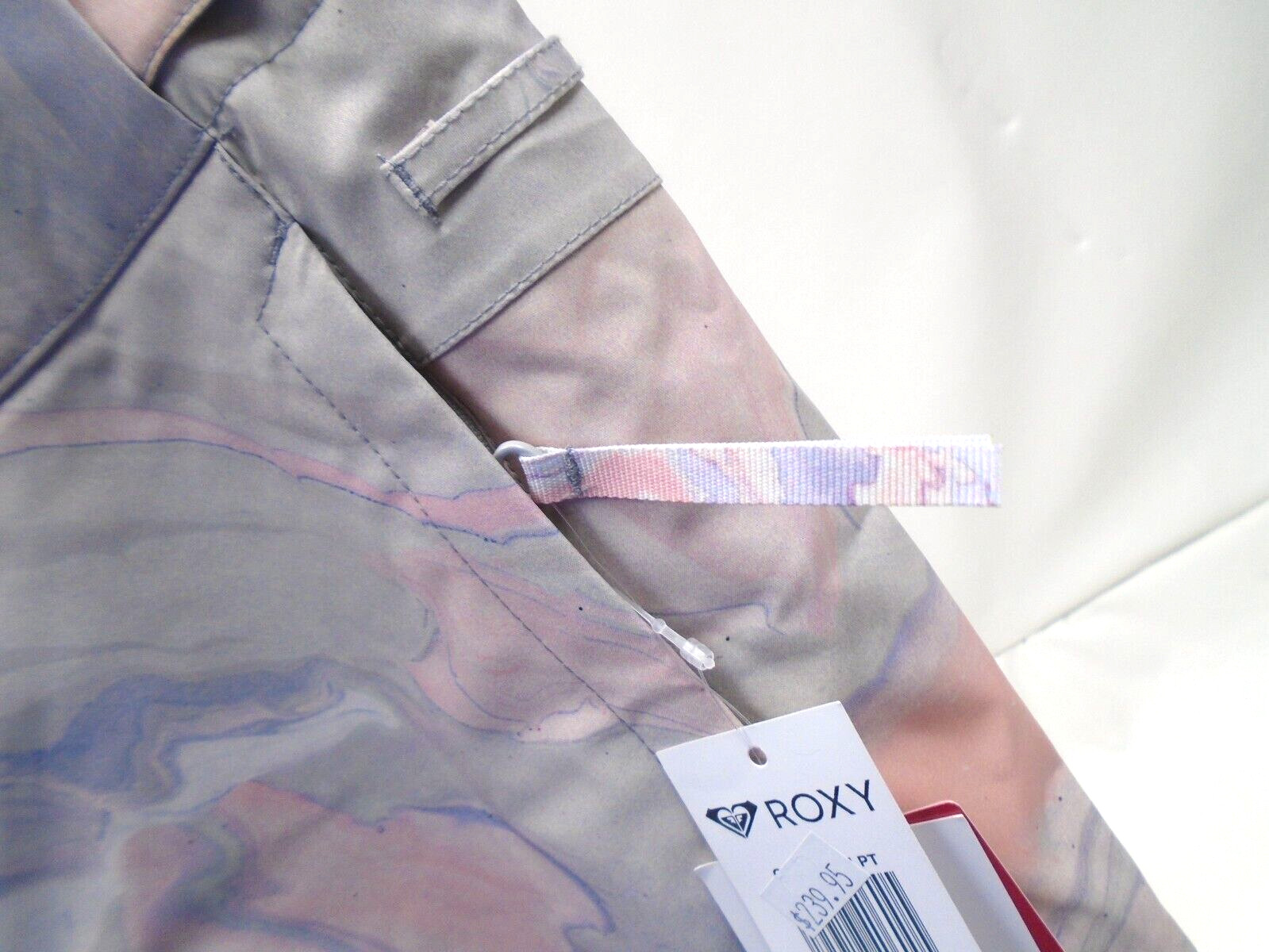 ROXY CHLOE KIM WOMEN'S MEDIUM GRAY / VIOLET MARBLE SKI SNOWBOARD WINTER PANTS