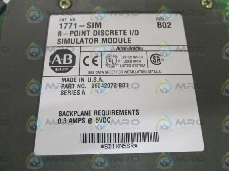 ALLEN BRADLEY 1771-SIM SER. A SIMULATOR MODULE UNMP