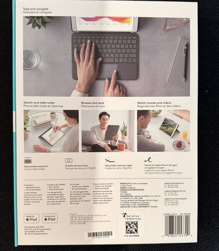 Logitech 920-009608 Woven Fabric Folio for 10.2" iPad Graphite (No Box)