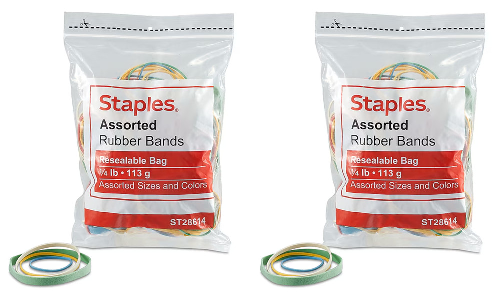 NEW 2 PACK Staples Multi-Purpose Assorted Rubber Bands - 400 Rubber Bands