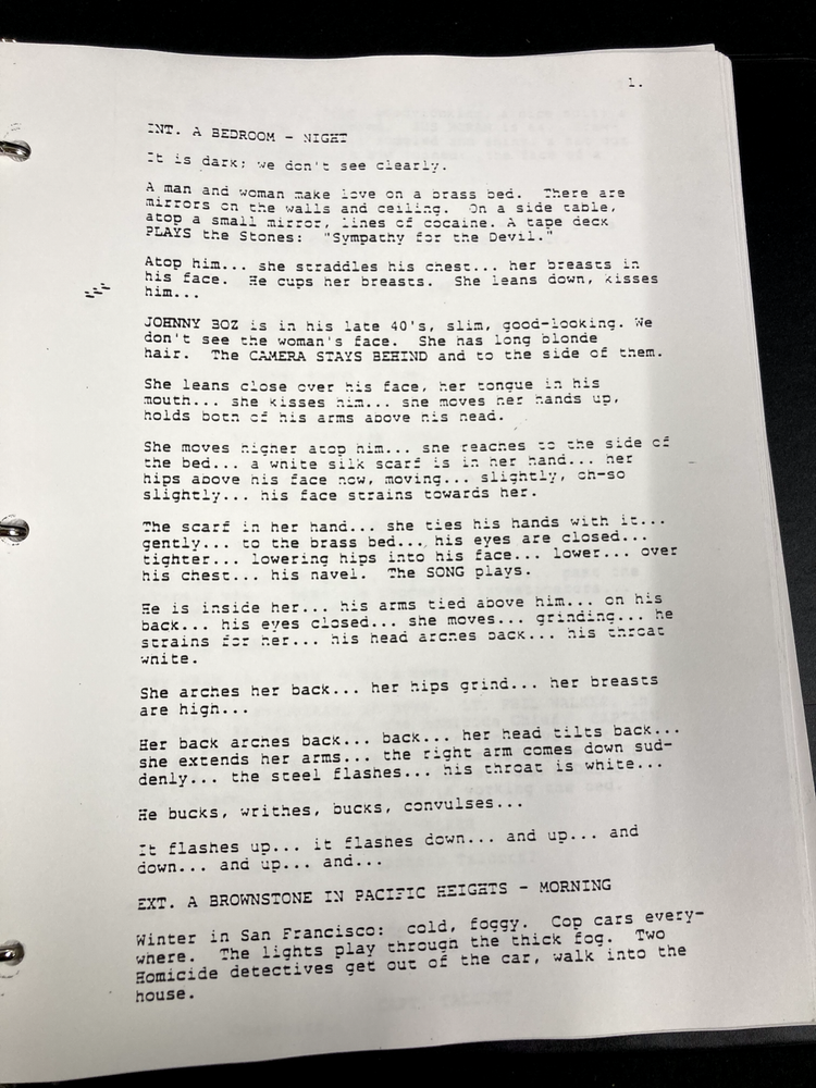 1992 BASIC INSTINCT SCREENPLAY MOVIE SCRIPT BY JOE ESZTERNAS, IN 3 RING BINDER