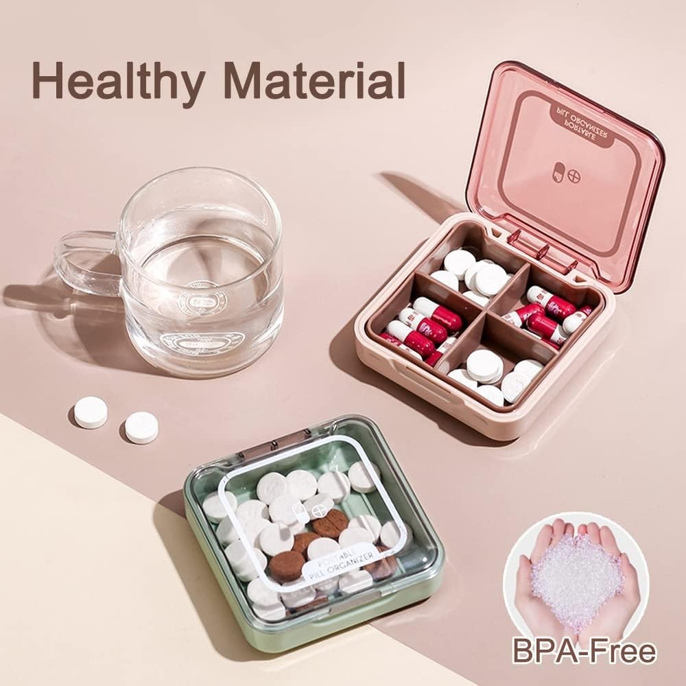 Compact Moistureproof Pill Case - 4 Separate Compartments for Organized Vitamins