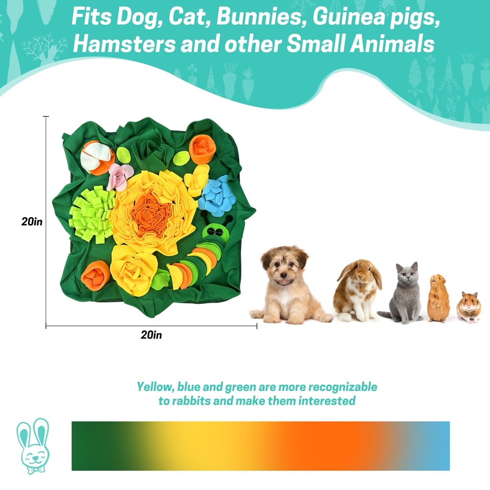 Rabbit Foraging Mat, Interactive Feed Game for Boredom, Small Pet Bunny Puzzl...