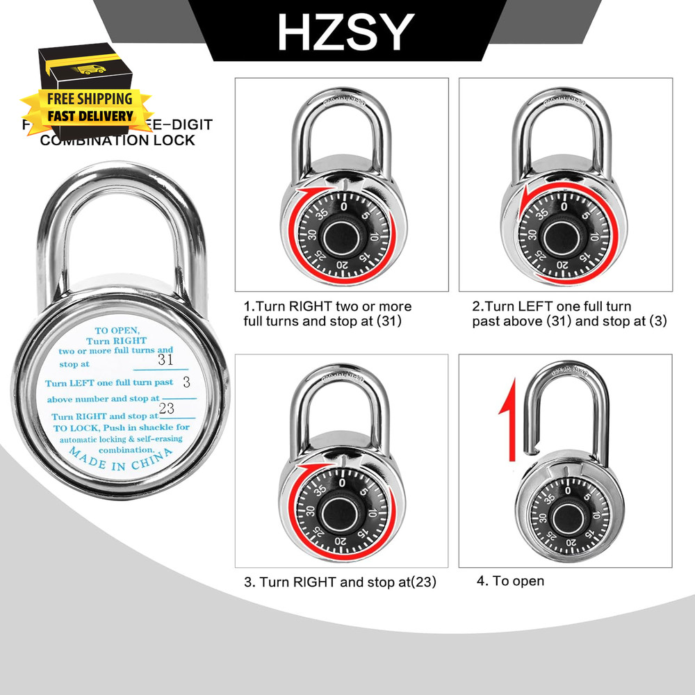 Combination Padlock 1 Pack, Fixed Dial Combination Padlock with Different Combin