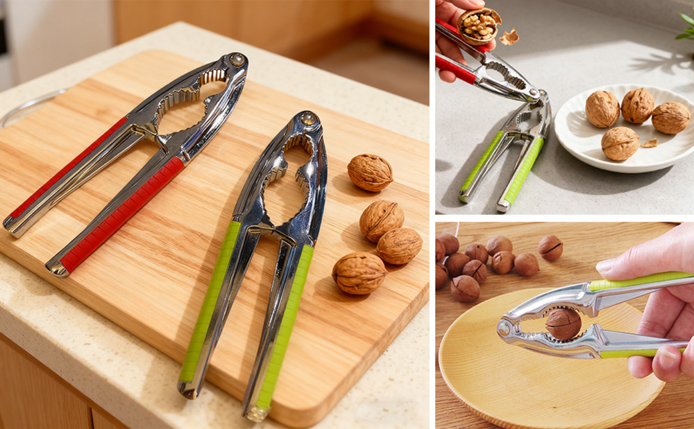 Nut Cracker, 2-Pack Stainless Steel Nutcracker with Non-Slip Handle, for Walnuts