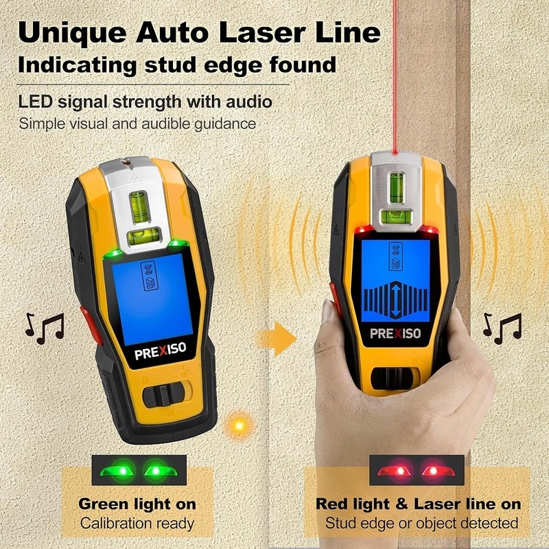 2-in-1 Stud Finder Laser Level Rechargeable Multi Surface Tool Wall Scanning New