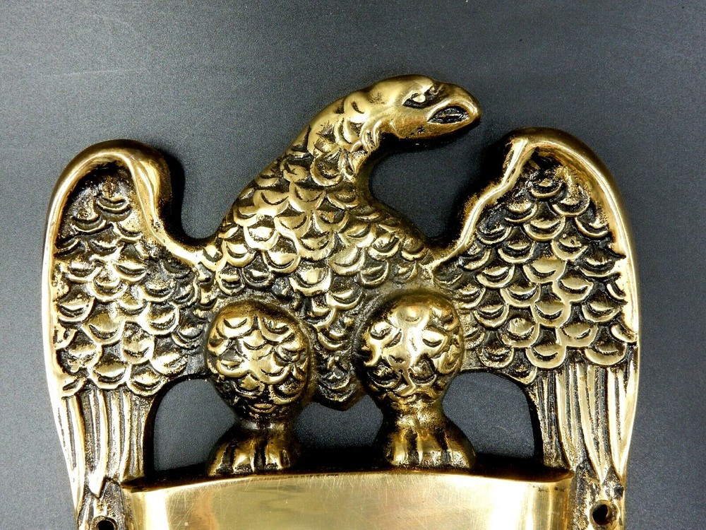 VINTAGE SOLID BRASS PATRIOTIC AMERICAN BALD EAGLE DOOR KNOCKER