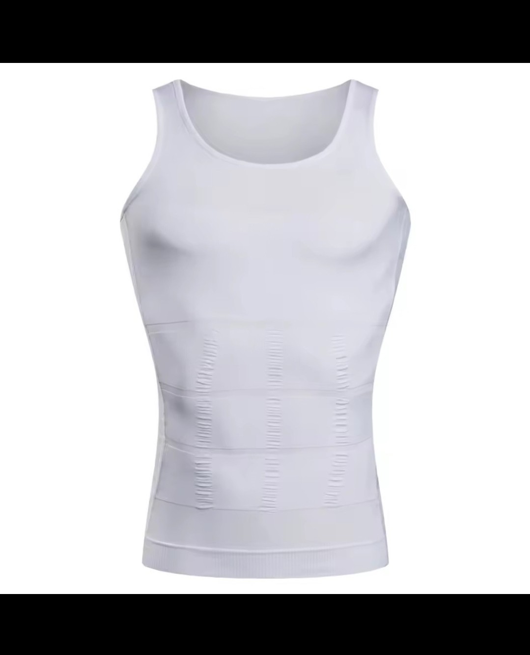 Men's White Sleeveless Firm Compression Base Layer Top Double Layer Back Support