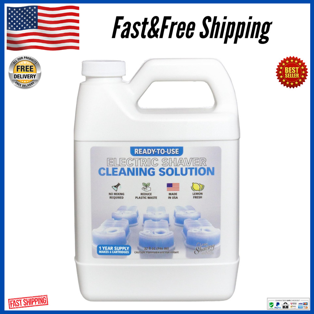 32oz Shaver Cleaning Solution & Easy Refill. Compatible with Braun Clean & Re...