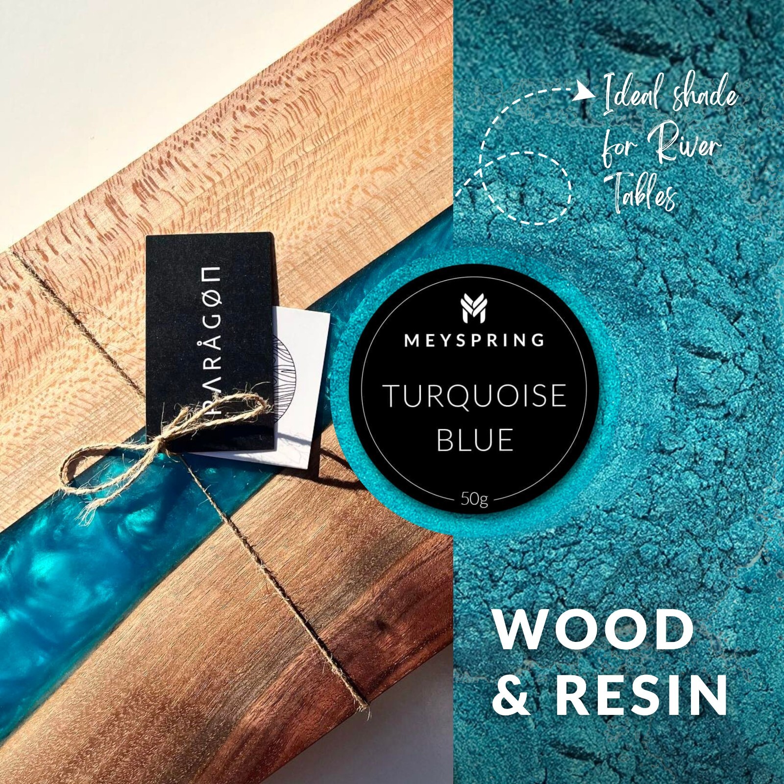 MEYSPRING Turquoise Blue Mica Powder for Epoxy - Resin Color Pigment