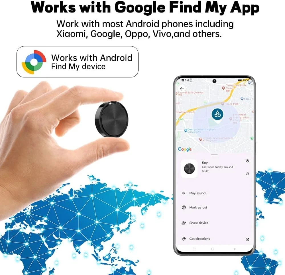 Android Tracker Tags 2 Pack, Smart Tag for Google Find My Device App (Android On