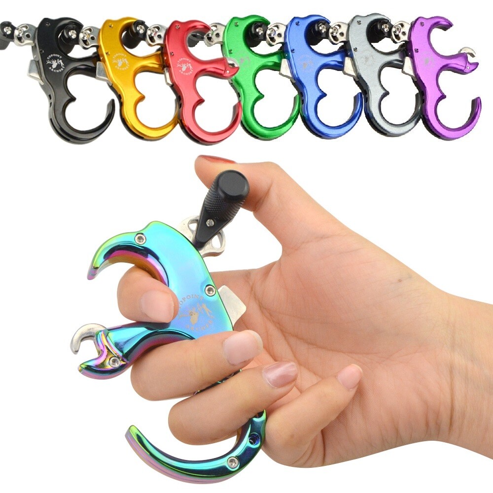 TP420 Compound Bow Release Aids 3 4 Finger Thumb Trigger Adjustable Archery Grip