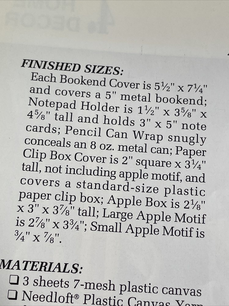 Apple Desk Set 7 Designs Annie's Plastic Canvas Pattern