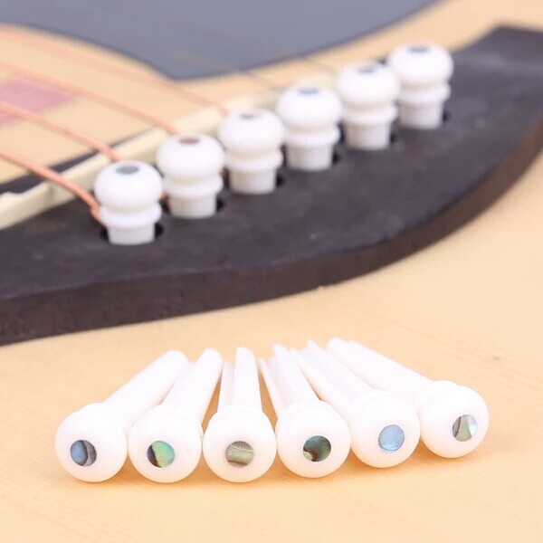 6x Bone Guitar Bridge Pin String Peg Abalone shell Dot Luthier nut saddle