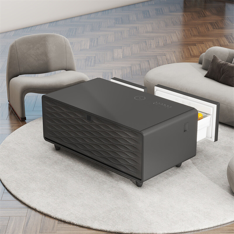 Modern Smart Coffee Table Built-in Fridge Bluetooth Speaker Touch Control Panel