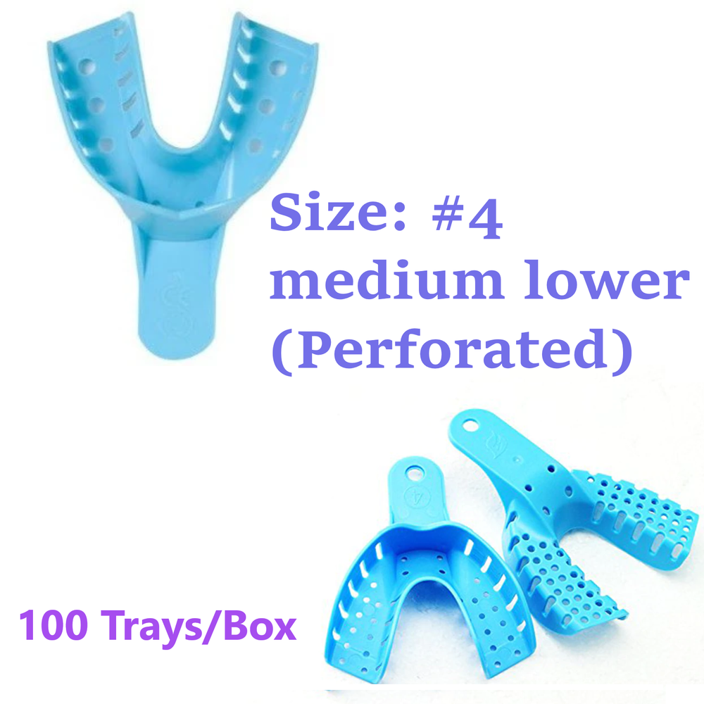 Disposable DENTAL IMPRESSION TRAY #4 Medium Lower Tray Reusable (100 Pcs / Box)