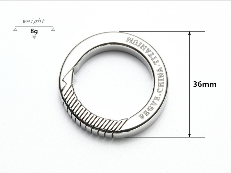 FEGVE Titanium Round Push Gate Snap Open Hook Spring Ring Carabiner Camping