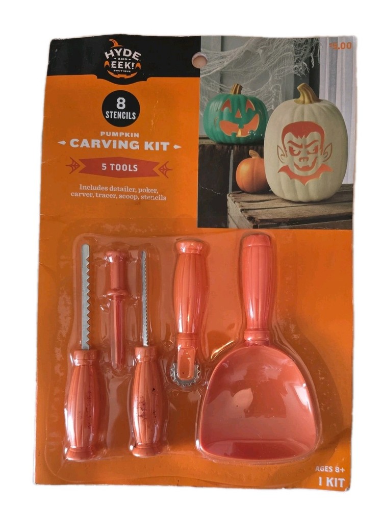 HYDE and EEK Pumpkin Carving Kit 5 Tools/8 Stencils