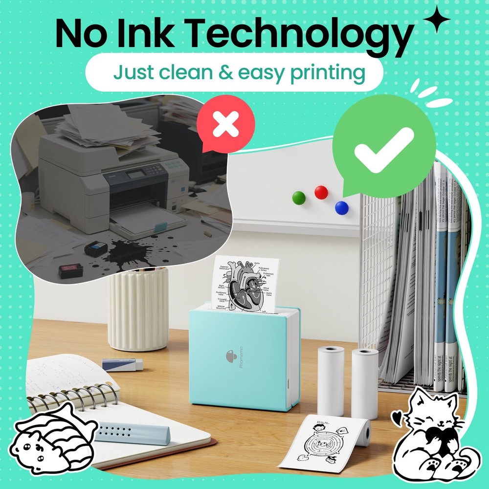 Sticker Printer, Mini Printer Sticker Maker Machine M02, Print Pods Mini Pock...