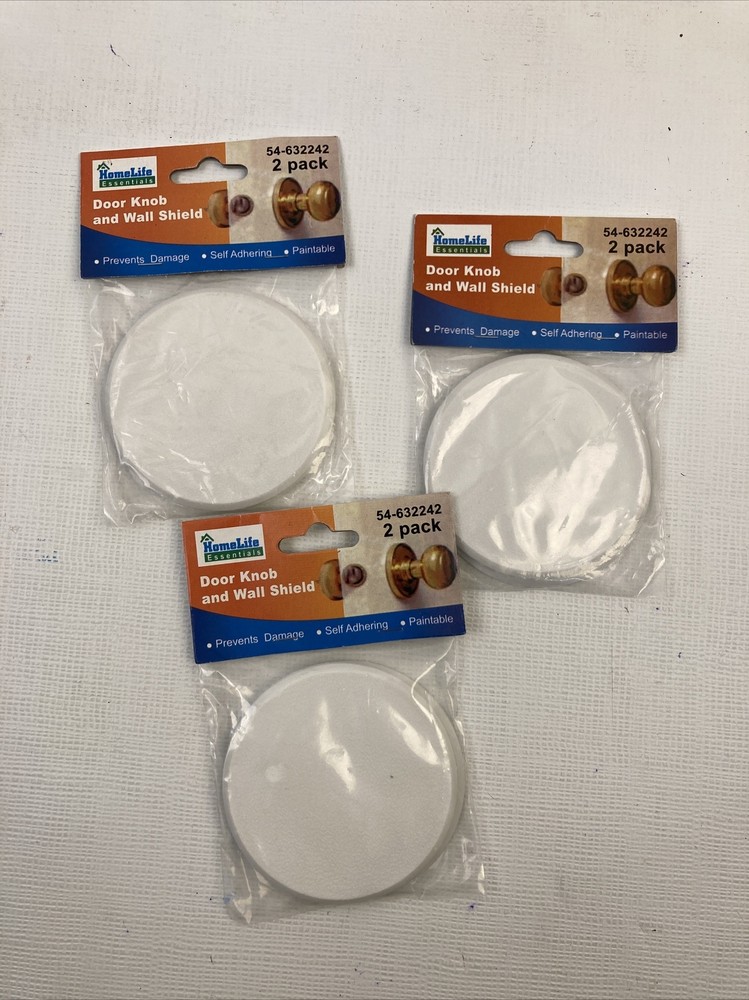 3 Packs HomeLife Essentials 2pc Wall Shield for Door Knobs and Pulls 3.25"