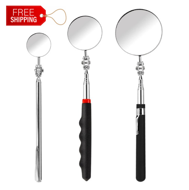 3 Pack Stainless Steel Mechanic Mirror Telescoping Inspection Mirror Extendable