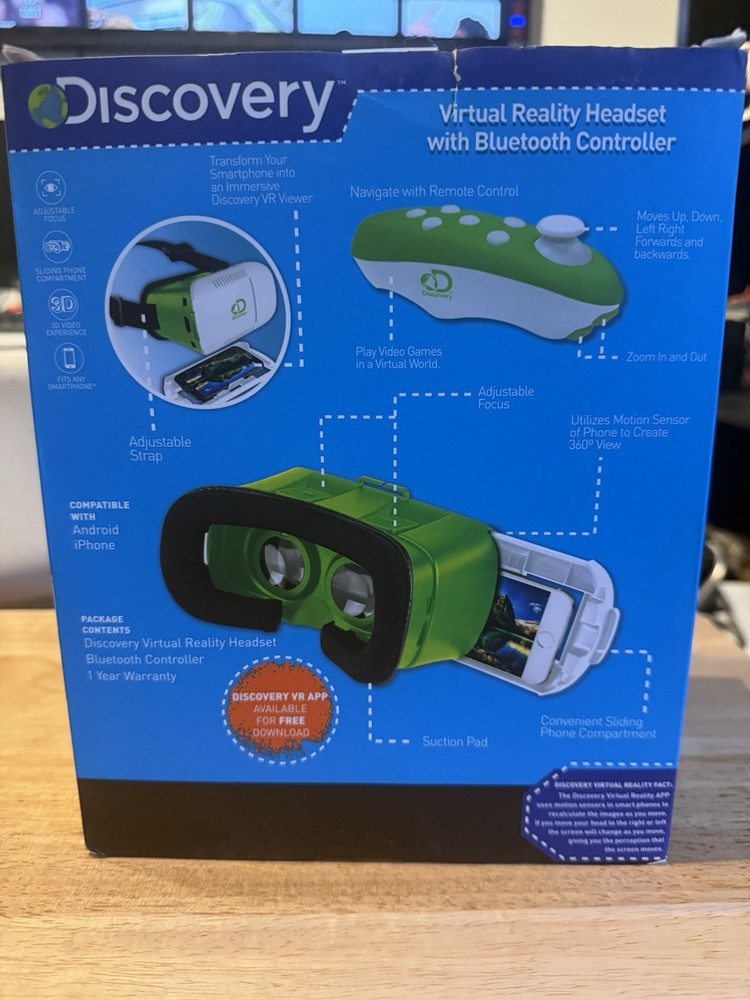 Discovery Virtual Reality Headset with Bluetooth controller Brand New / In B