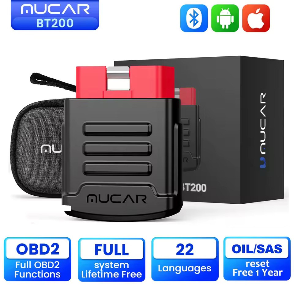 MUCAR BT200 All System Diagnostic OBD2 Code Reader Check Engine Oil & SAS Resets