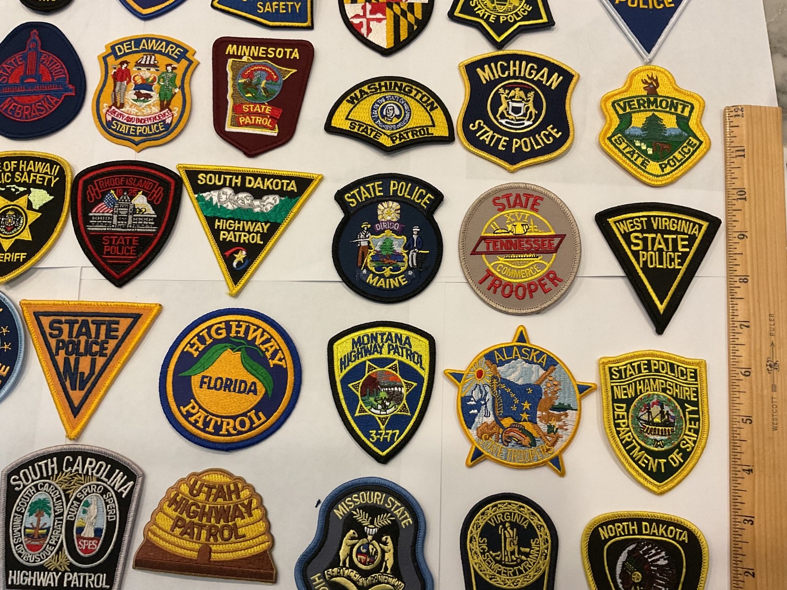 Police collectors patch set 50 pieces state patches. All hat size smaller patch