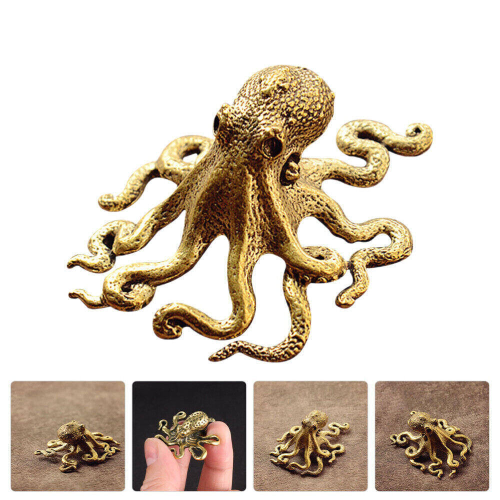 Brass Octopus Sculpture Wild Sea Life Figurine Housewarming Gift Decoration USA
