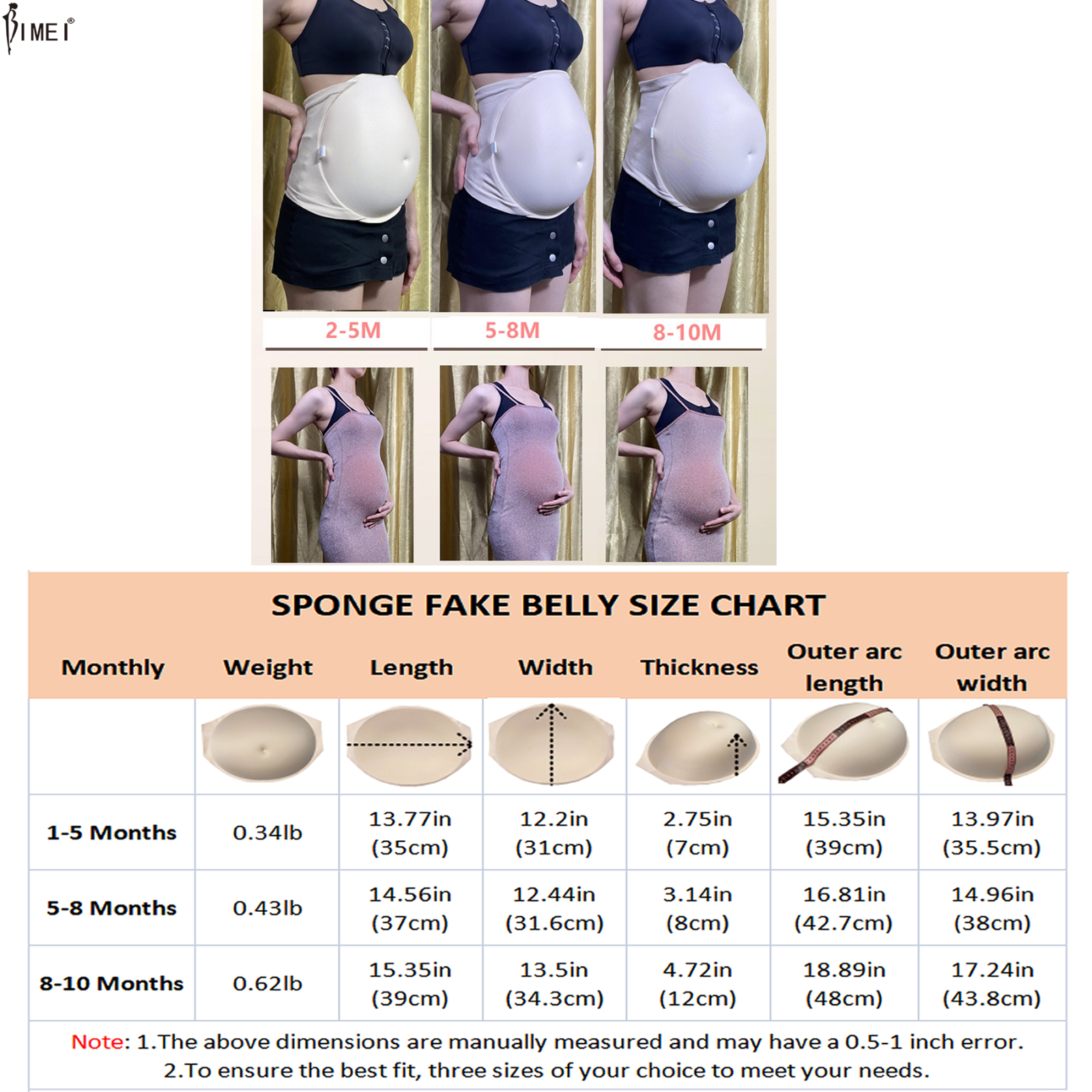 BIMEI Fake Pregnancy Belly Sponge with Seamless Waistband for Movie TV Cosplay