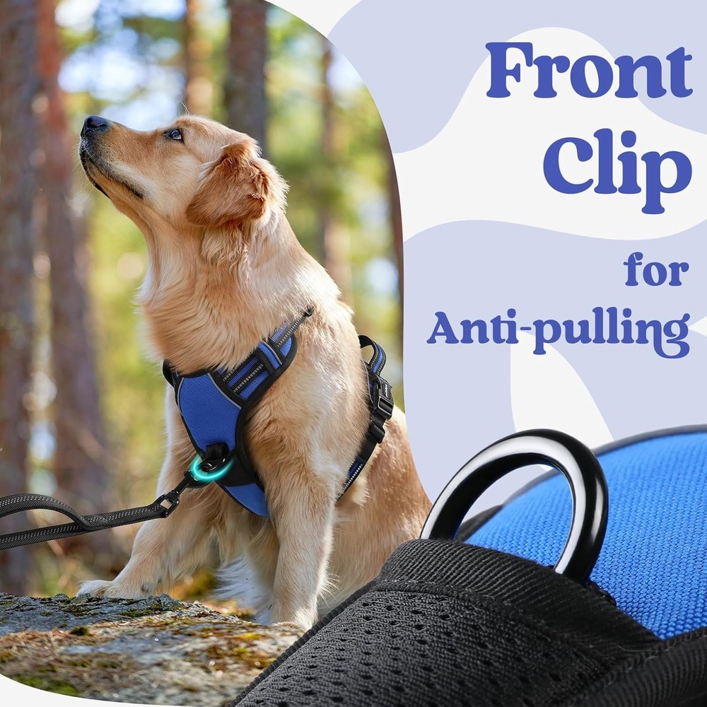 Dog Harness Medium Sized No Pull Pet Harness W/ 3 Buckles Adjustable Soft Padded