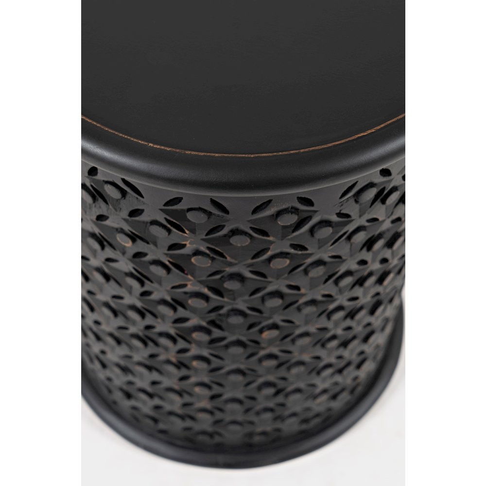 Decker Distressed Hardwood Global Drum End Table