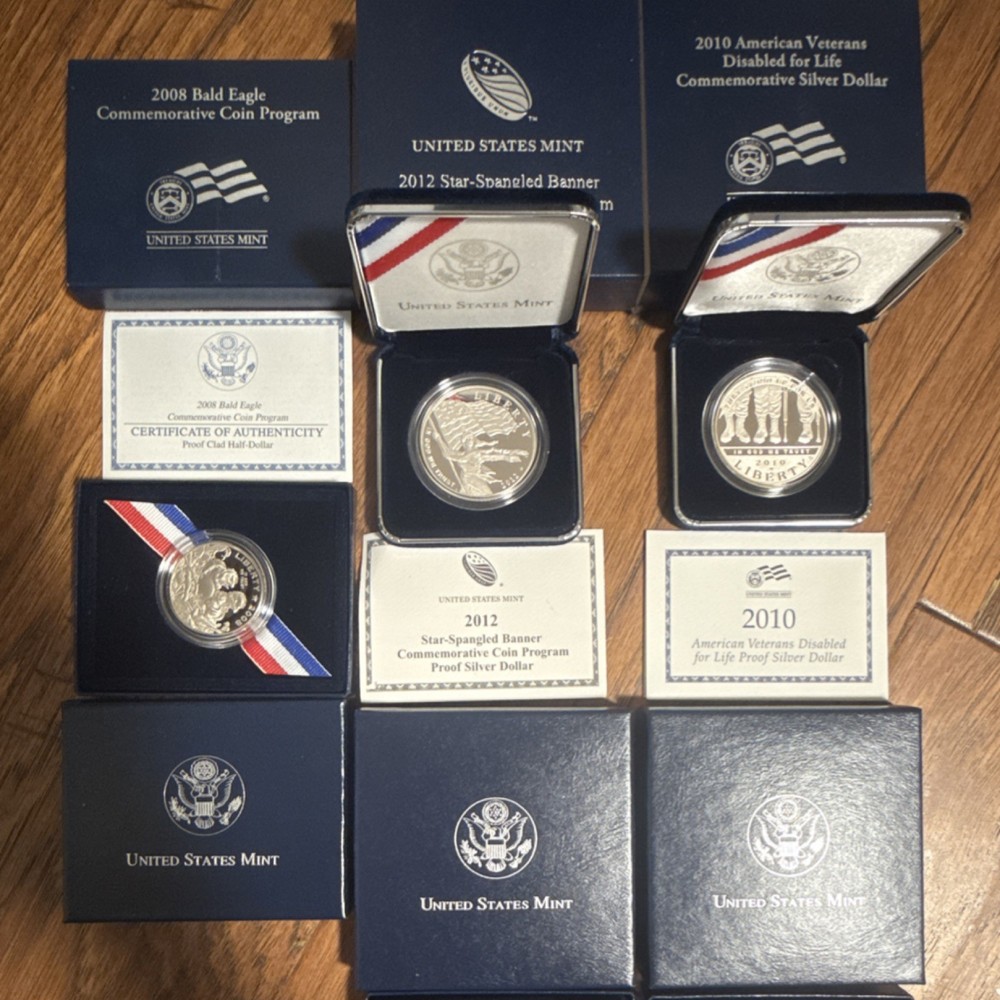 US Mint Proof & Uncirculated Coin Sets Commemorative Silver Dollars 2008-2012