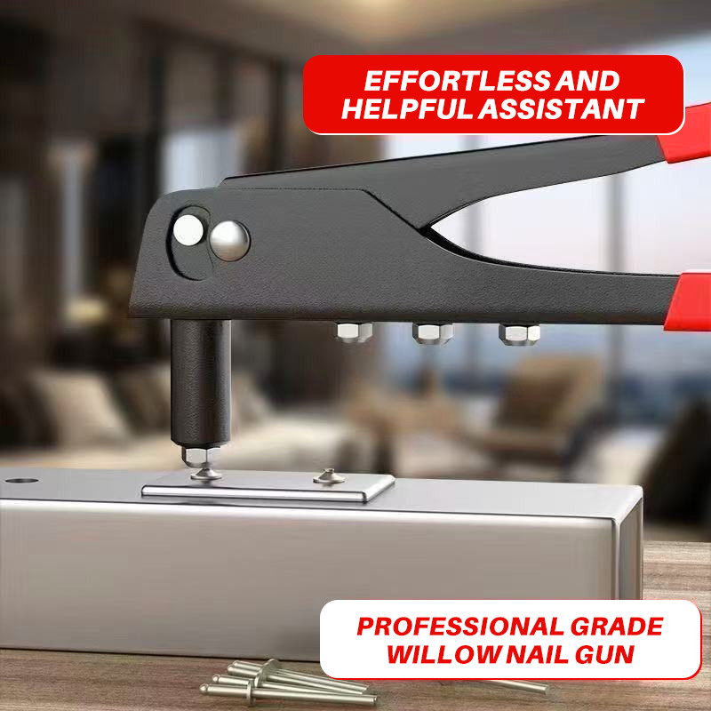 1 Heavy Duty Rivet Gun Kit, Hand Rivet Tool for Metal, Wood and Plastic