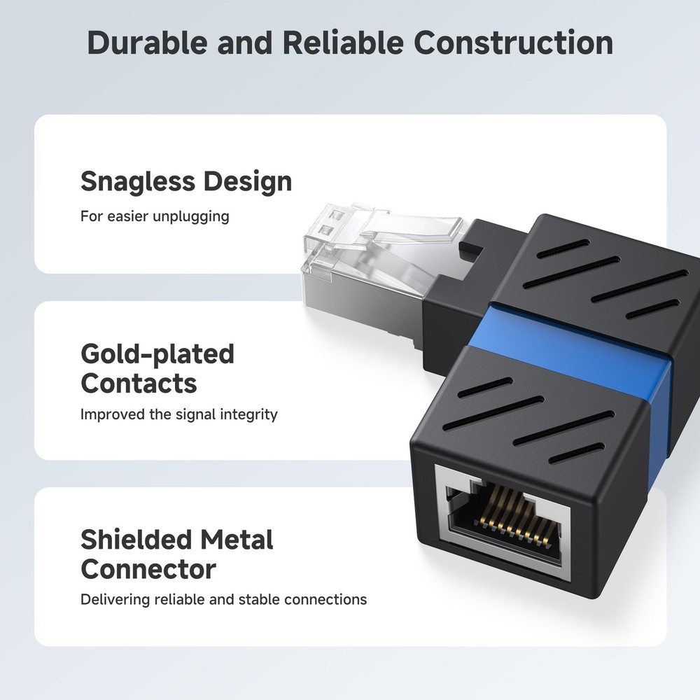 2-Pack 10Gbps 360° Rotatable Cat 6A Right Angle Ethernet Black