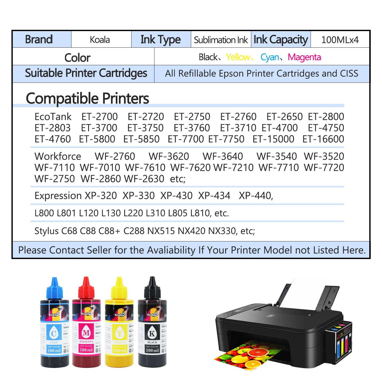 Bundle 110 Sheets Sublimation Paper A4 8.3x11.7 + Sublimation Ink Epson Printer