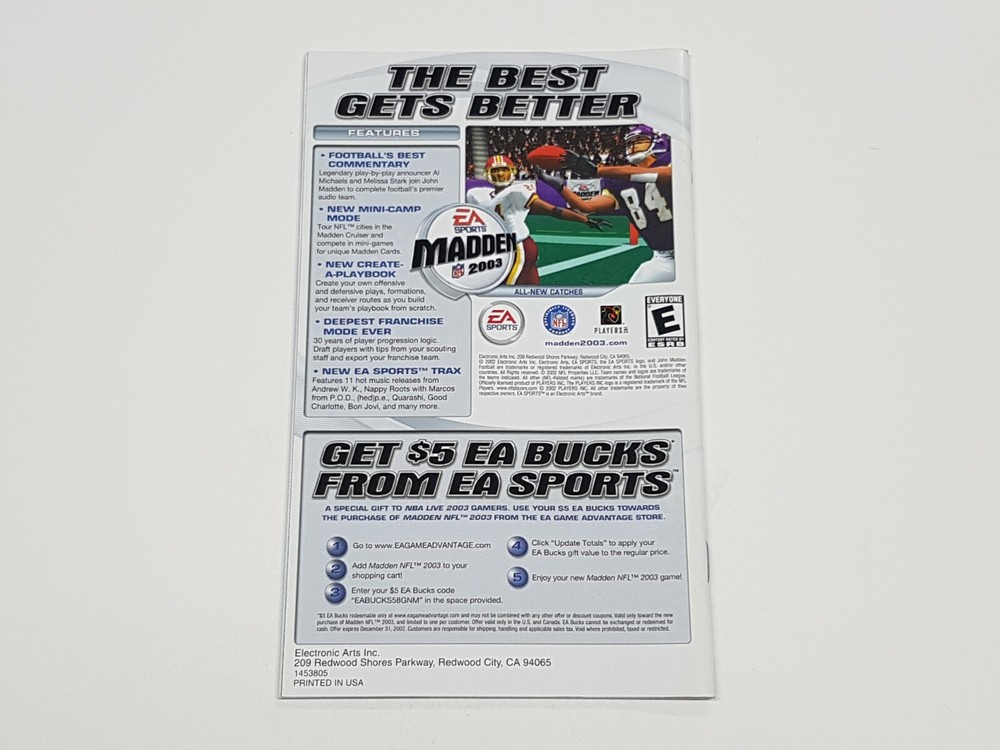 NBA Live 2003 Authentic Nintendo GameCube Manual Only