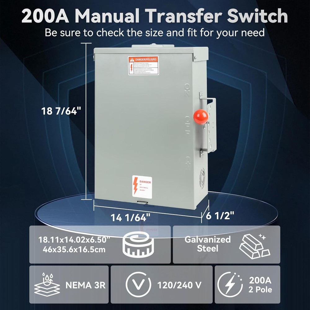 Transfer Switch 200 Amp 48000W