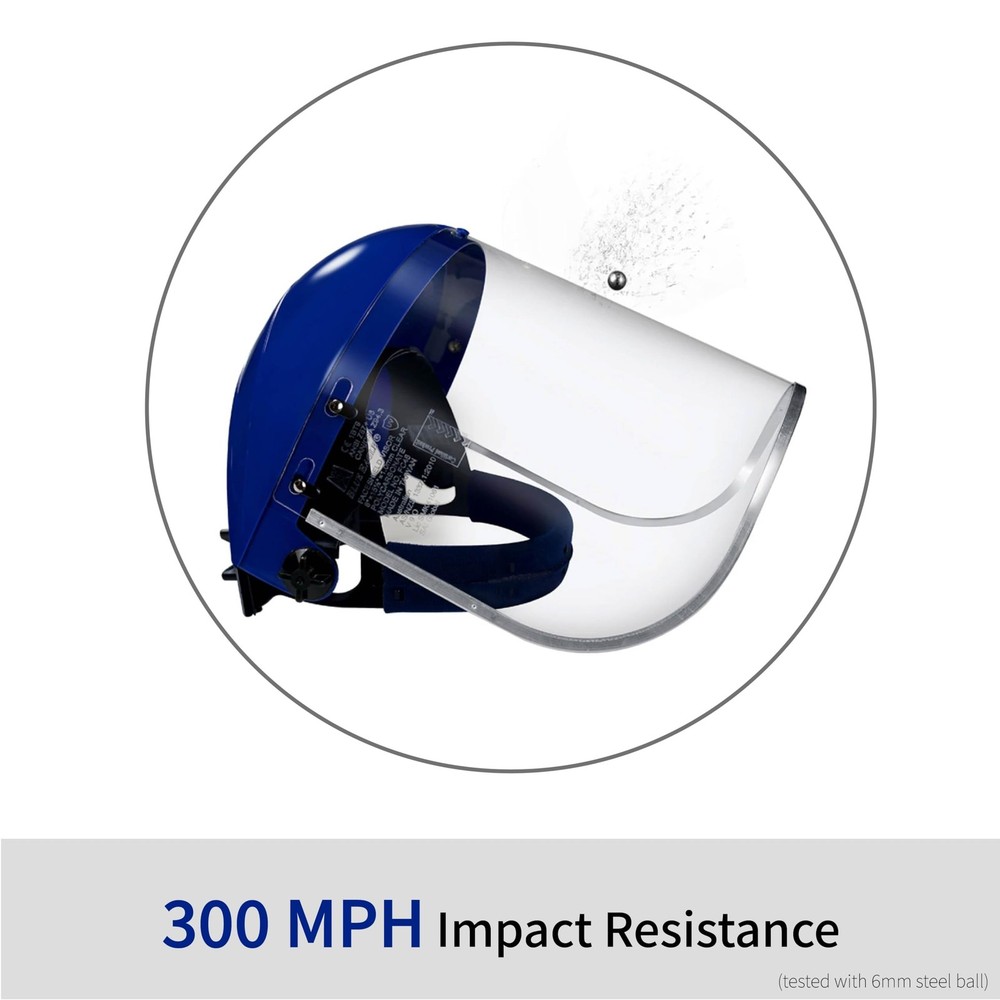 Full Face Impact Resistant Safety Shield | Clear Polycarbonate Visor + Replac...