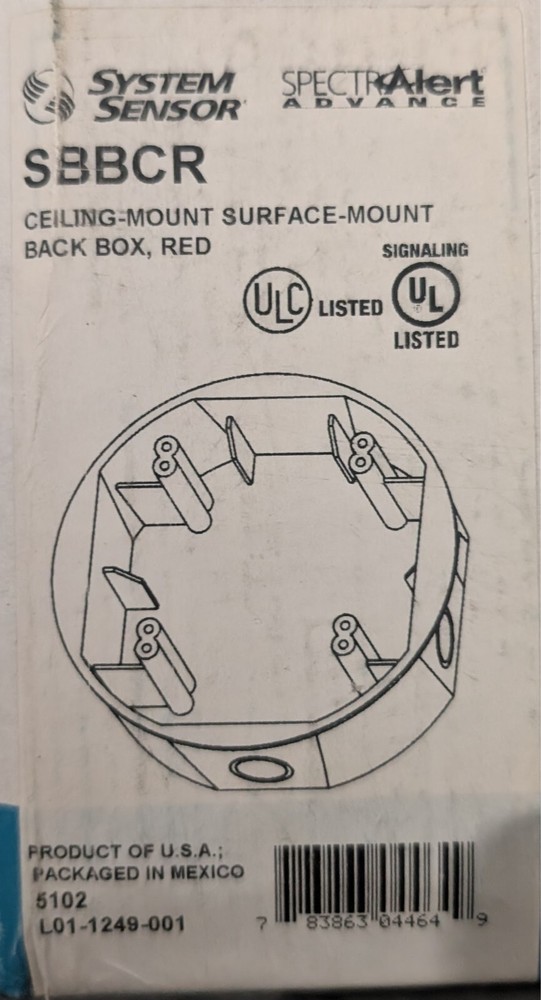 System Sensor SpectrAlert SBBCR Back Box - SAME DAY SHIPPING