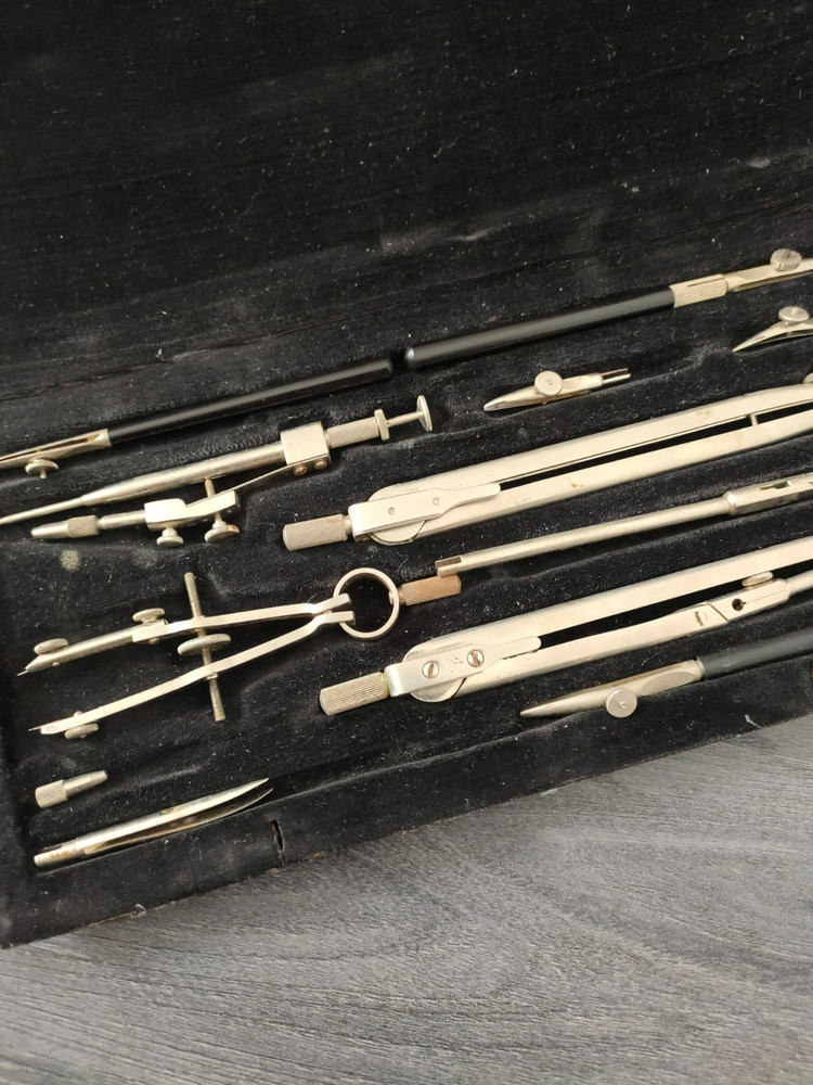 Vintage USSR Drafting tool Set Technical Instruments drawing instruments