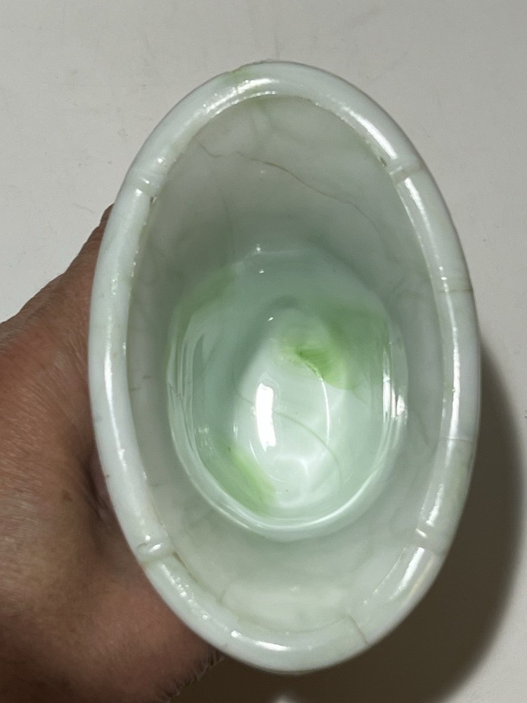 Akro Agate Slag Glass Planter Vase Lily Pattern