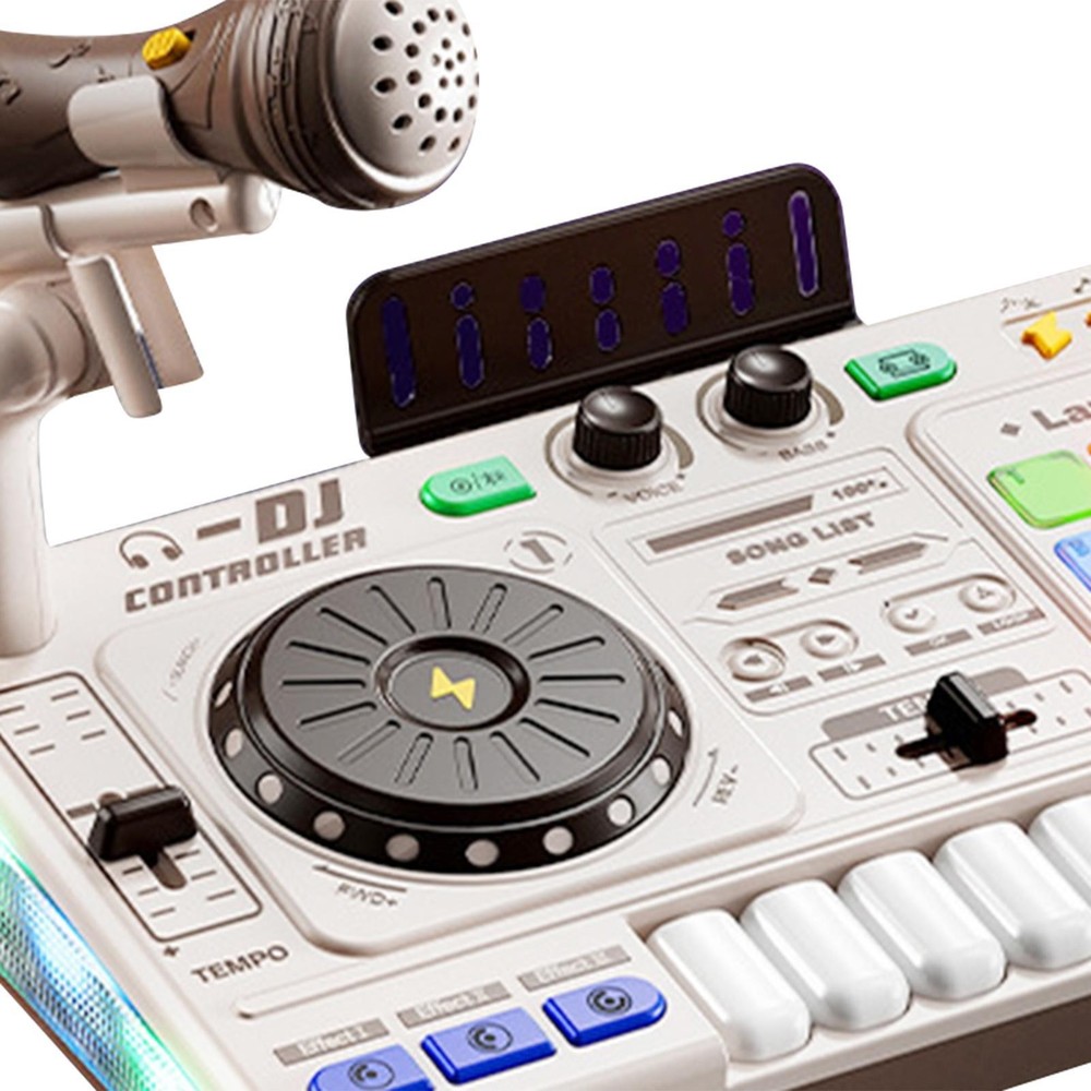 Kids DJ Mixer Toy Turntable Toy Educational Interactive with Lights Effect