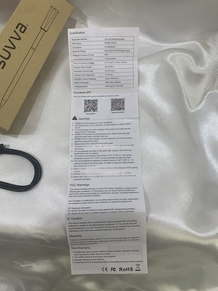 Suvva Smart Wireless Thermometer BBQ Oven New/Opened Box