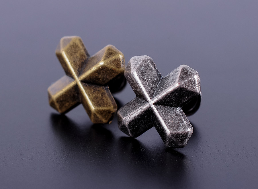 30pc 15*12MM DIY SOLID COPPER CROSS BUTTON CONCHO STUD RIVET LEATHER CRAFT BIKER
