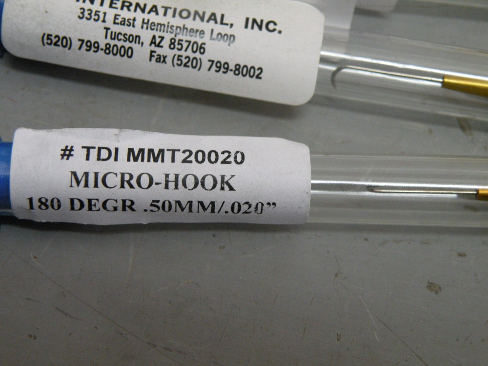 (10) TDI Microhook Tips .5mm 180°, 45°, & Straight
